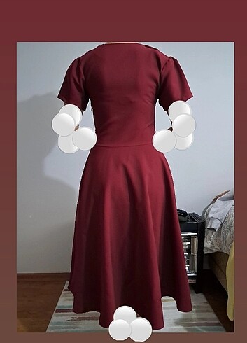 Diğer Bordo midi elbise