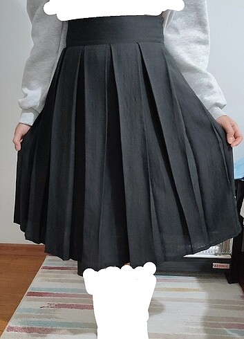 Pileli midi etek  - Görsel 3