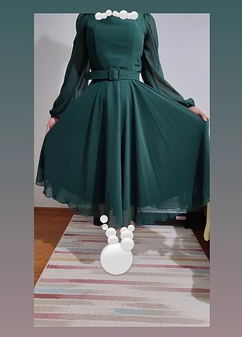 Midi boy şifon elbise - Görsel 5