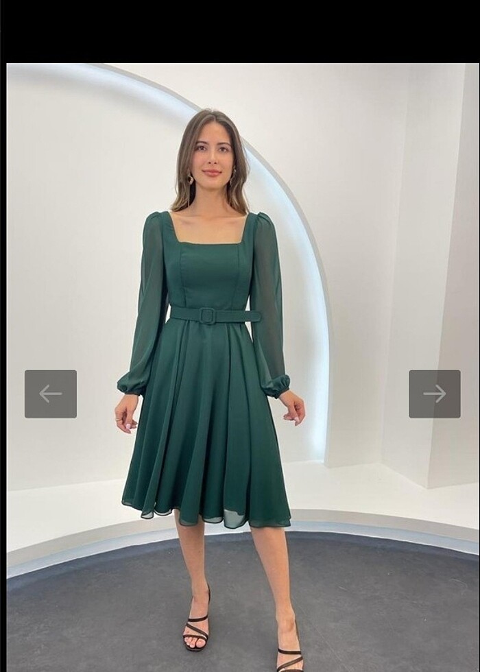 Midi boy şifon elbise - Görsel 2