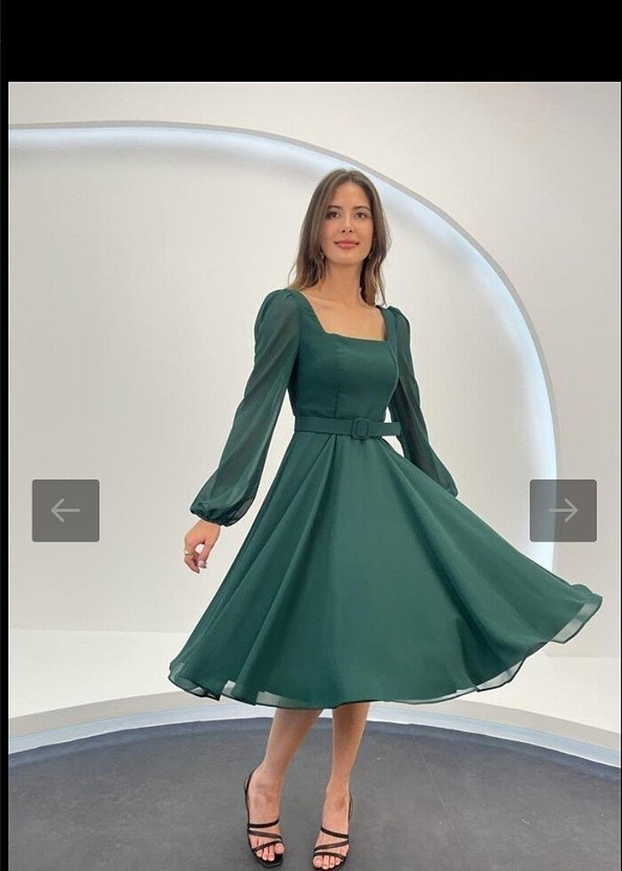 Midi boy şifon elbise - Görsel 3