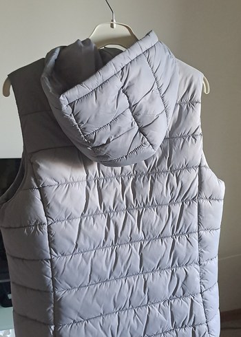 40 Beden Gri Fermuarlı Midi Kadın Yelek