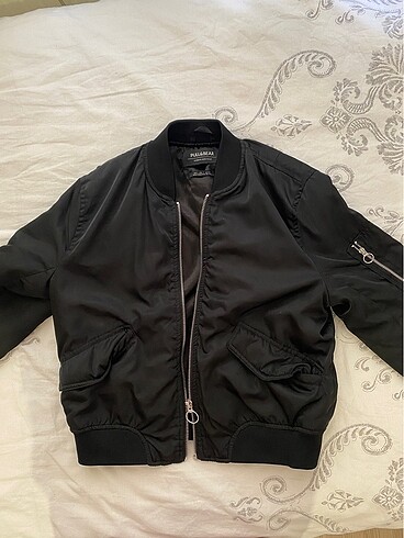 Pull and bear siyah bomber ceket