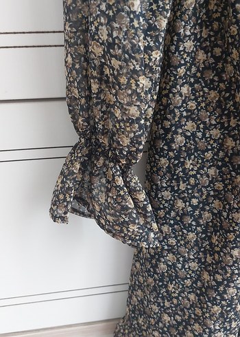 Uzun Kol Desenli  Bohem Elbise - Görsel 3