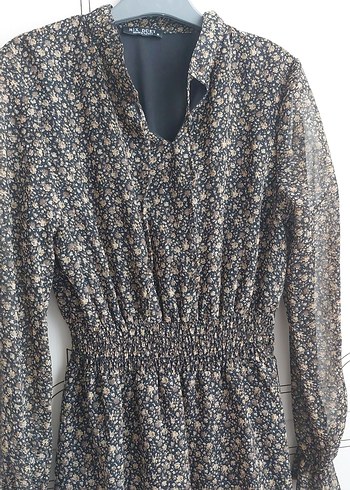 Uzun Kol Desenli  Bohem Elbise - Görsel 5