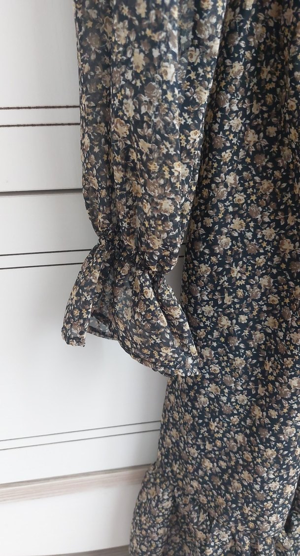 Uzun Kol Desenli  Bohem Elbise - Görsel 3