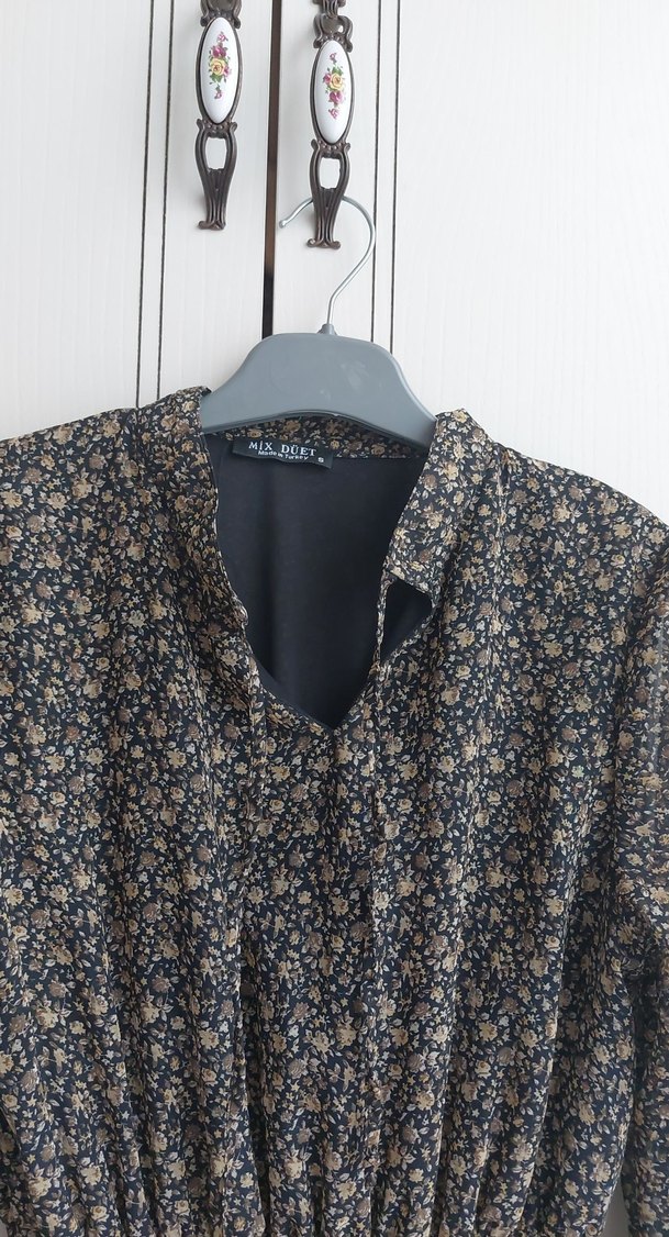 Uzun Kol Desenli  Bohem Elbise - Görsel 2