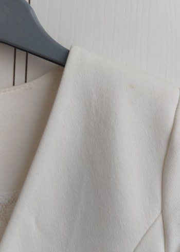 Beyaz Kadın Düğmeli  Blazer Ceket - Görsel 4