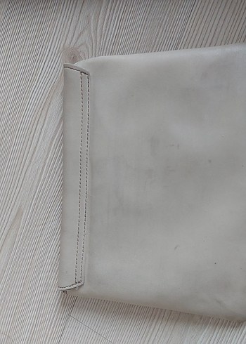 Minimalist Beyaz Deri Kadın Portföy Çanta - Görsel 2