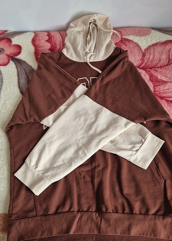 xl Beden Kadın Kahverengi Kapüşonlu Sweatshirt
