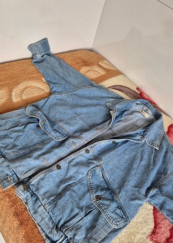Düğmeli Mavi Kadın Denim Ceket