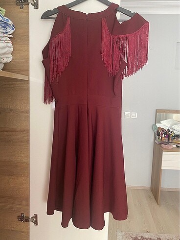Bordo mini elbise
