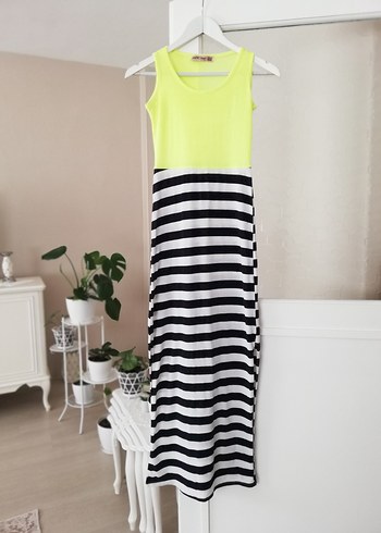 Askılı yırtmaçlı yazlık Uzun plaj ELBİSESİ - Görsel 6