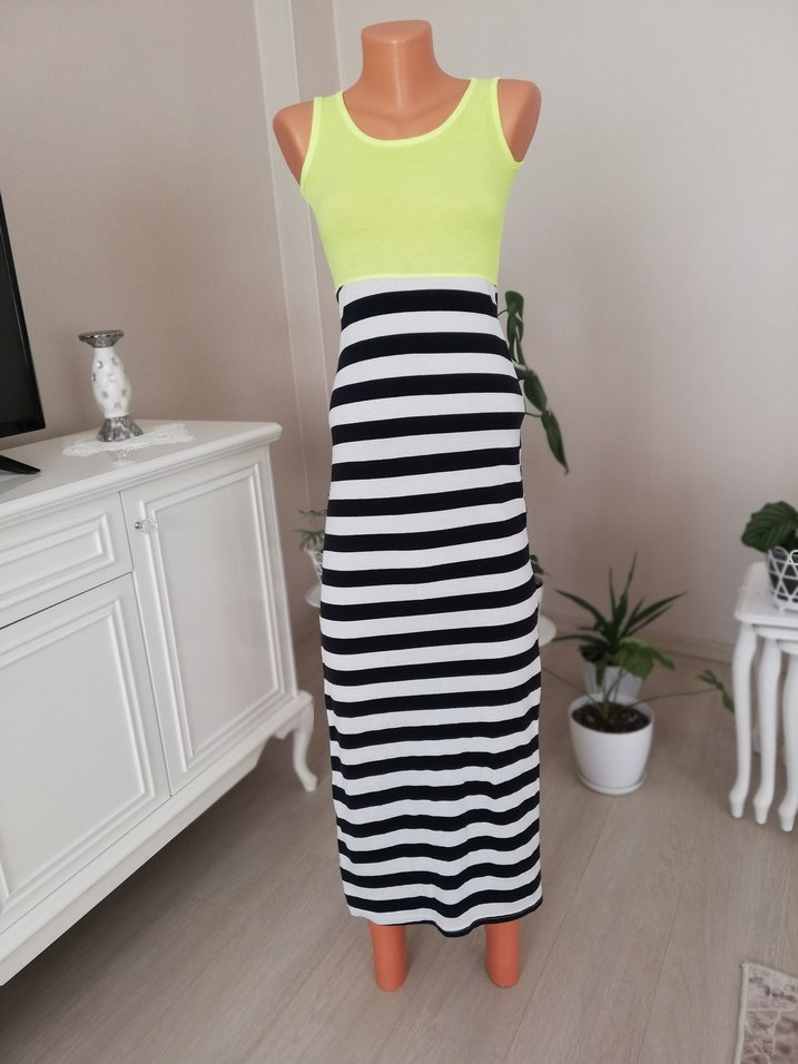 Askılı yırtmaçlı yazlık Uzun plaj ELBİSESİ - Görsel 3