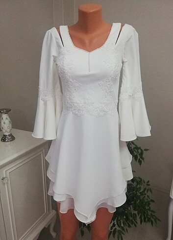 Düğün Nikah Kısa Abiye Elbise - Görsel 6