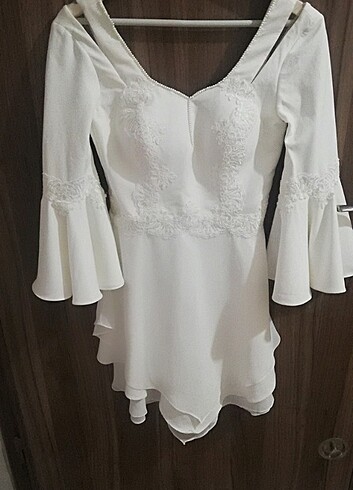 Düğün Nikah Kısa Abiye Elbise - Görsel 7