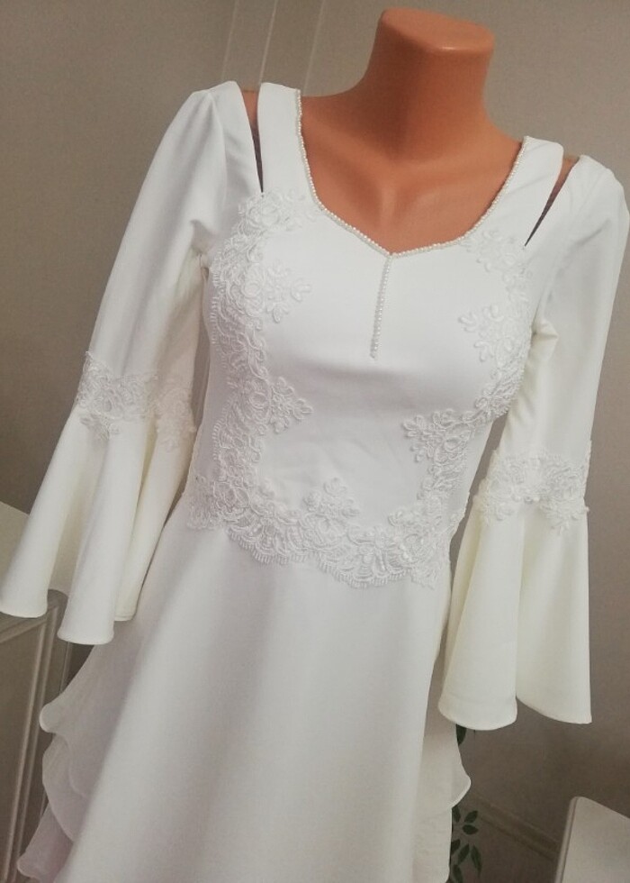 Düğün Nikah Kısa Abiye Elbise - Görsel 4