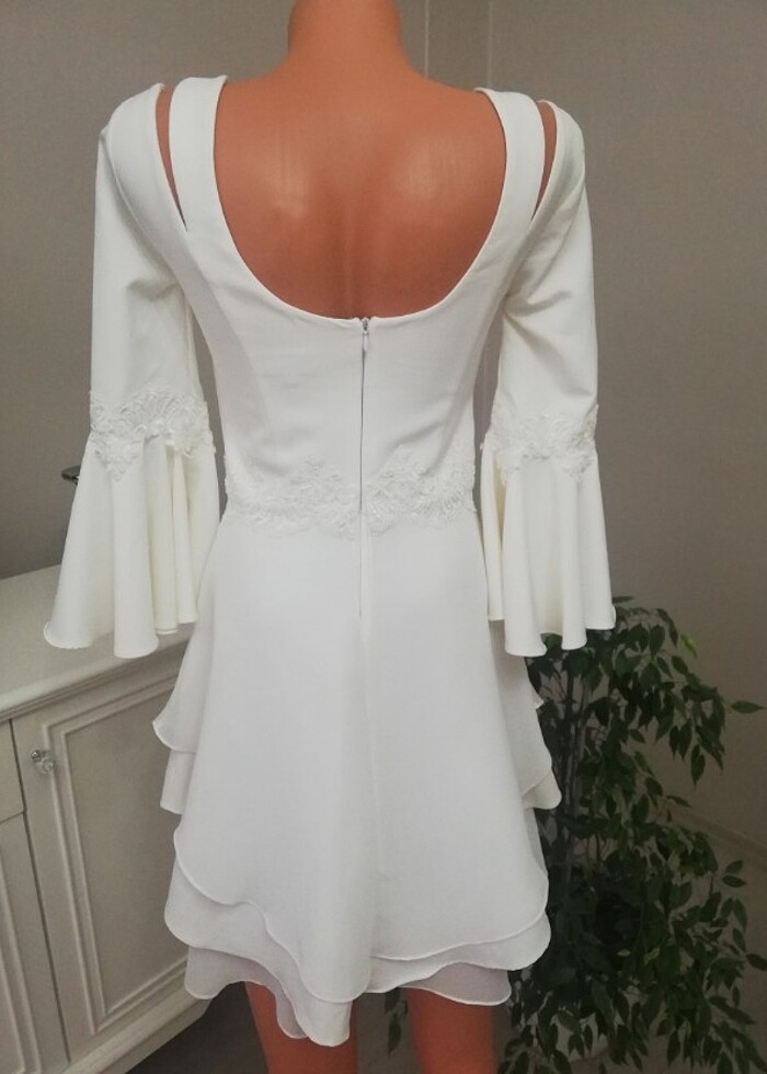 Düğün Nikah Kısa Abiye Elbise - Görsel 5