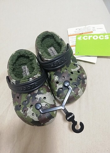 24 Beden yeşil Renk Çocuk Crocs Sandalet Terlik Panduf Kamuflaj