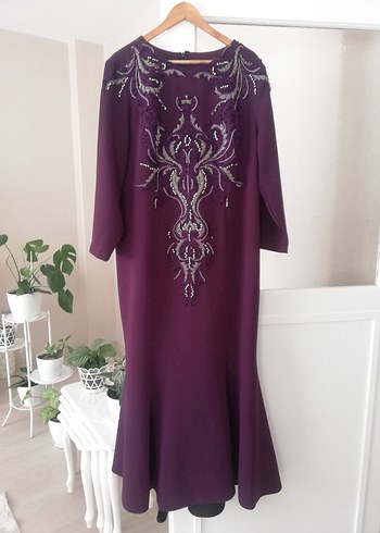 Tesettür Boncuklu Balık Abiye Elbise - Görsel 5