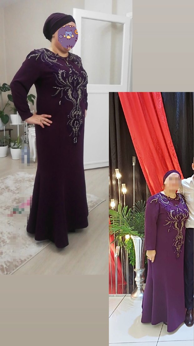 Tesettür Boncuklu Balık Abiye Elbise - Görsel 2