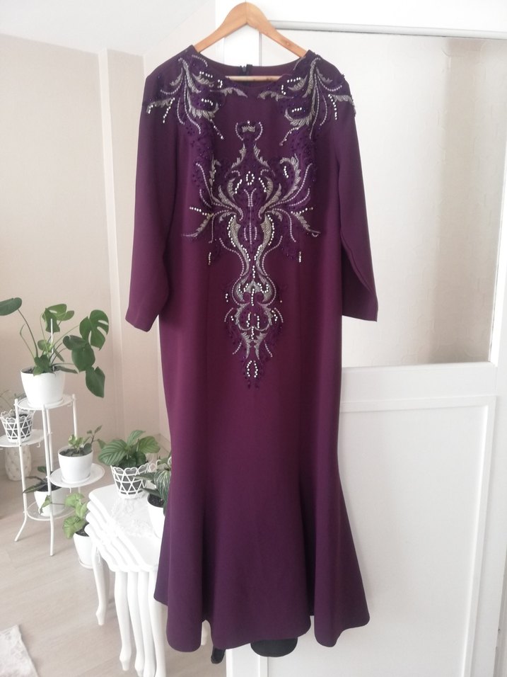 Tesettür Boncuklu Balık Abiye Elbise - Görsel 5