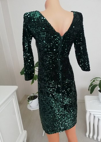 Pul payet kısa mini abiye elbise - Görsel 8