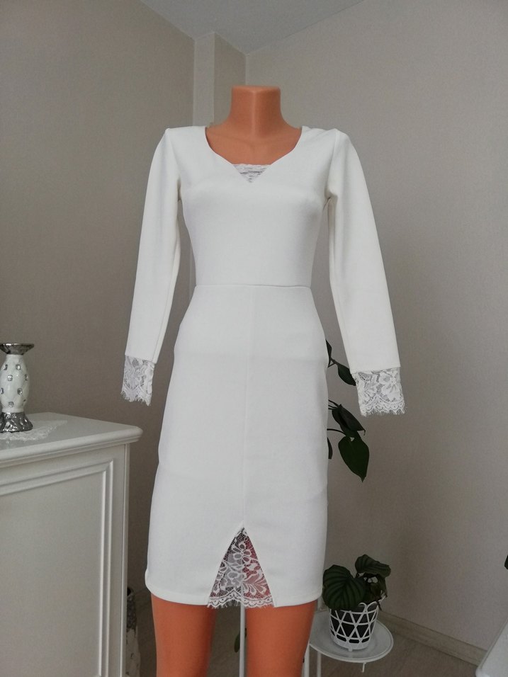 Söz düğün nihak beyaz kısa abiye elbise - Görsel 4