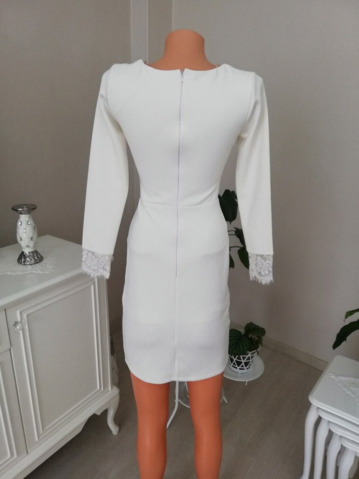 Söz düğün nihak beyaz kısa abiye elbise - Görsel 5