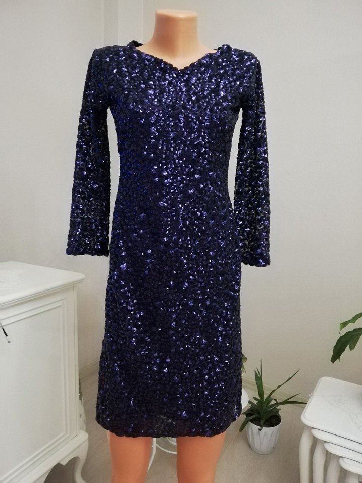 Payetli Kısa Mini Abiye Elbise - Görsel 4