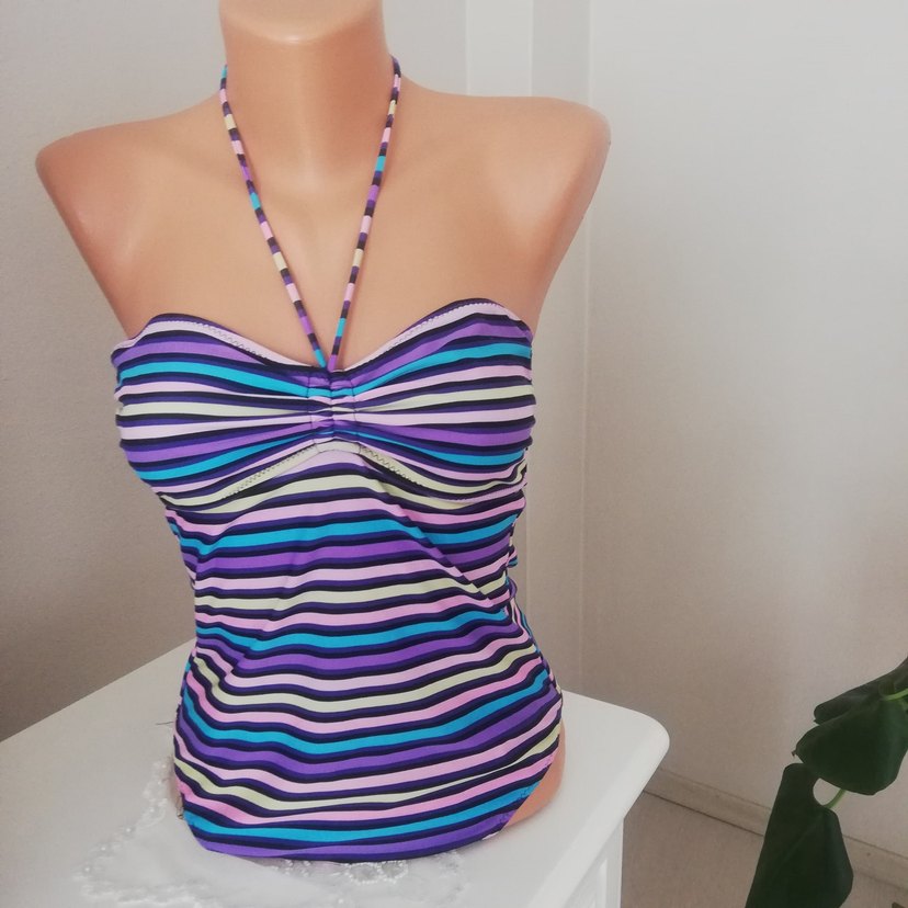 Mor Çizgili Bohem Kadın Mayo ve Pareo - Görsel 4