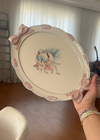 Pembe Pastel Deniz Temalı Tepsi