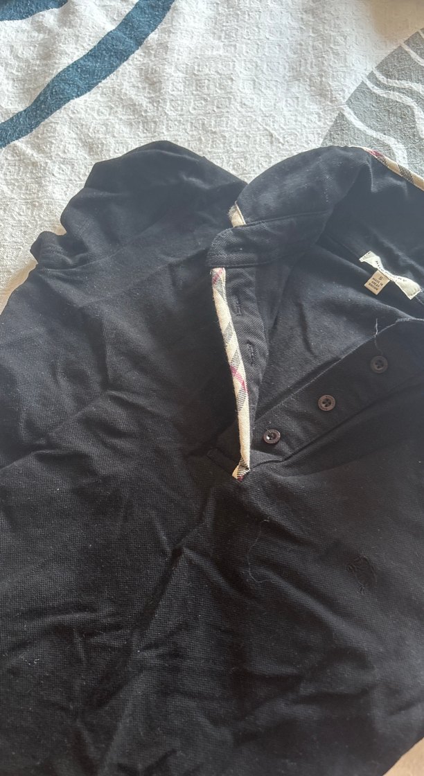 Burberry Siyah Kısa Kollu Polo Tişört - Görsel 4