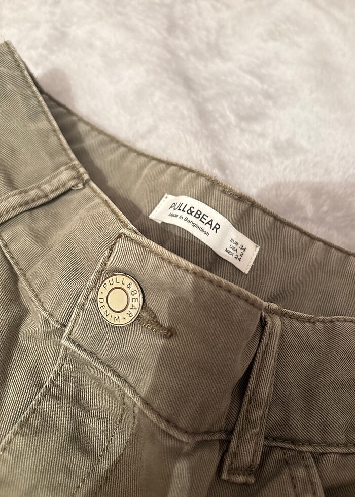 pull and bear yesil kot pantolon - Görsel 4