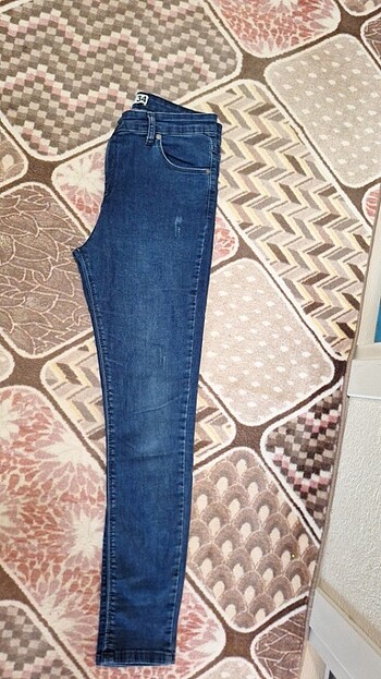 denimfit dar paça pantolon koyu mavi