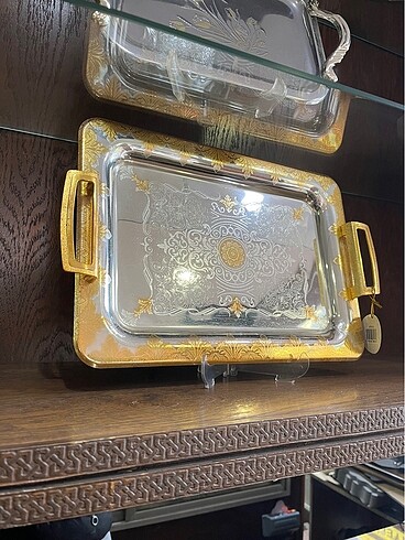 Nişan Özel Gün Tepsisi gold detaylı - Görsel 3