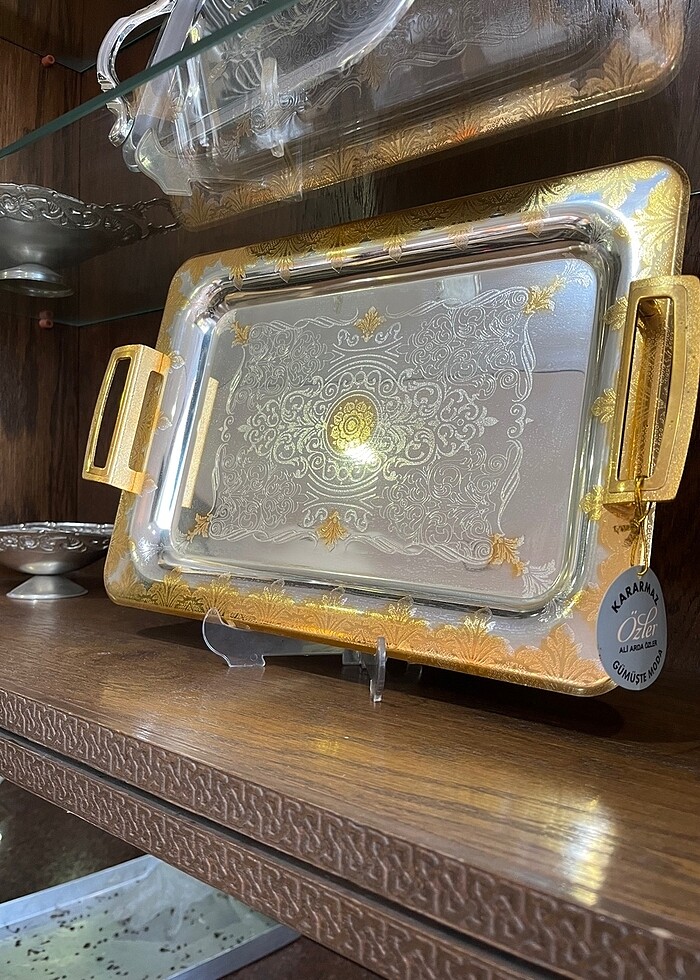 Nişan Özel Gün Tepsisi gold detaylı - Görsel 2