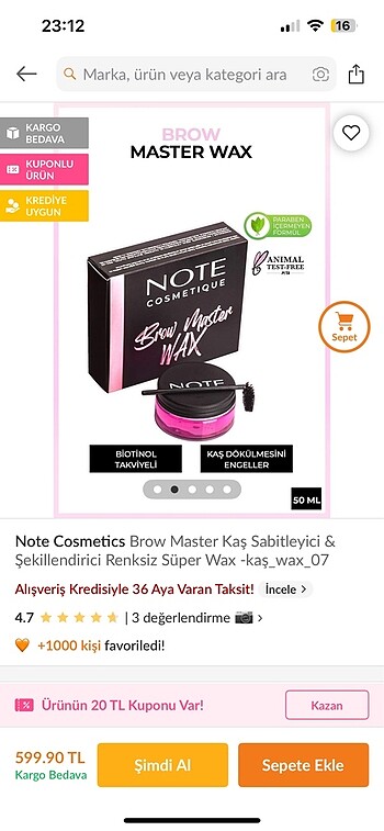 Beden NOTE KAŞ WAX