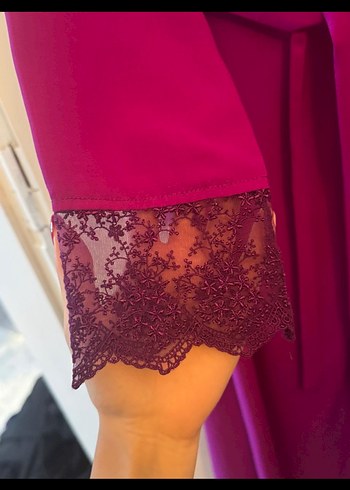 Kadın Fuşya Uzun Kollu Uzun Elbise - Görsel 3