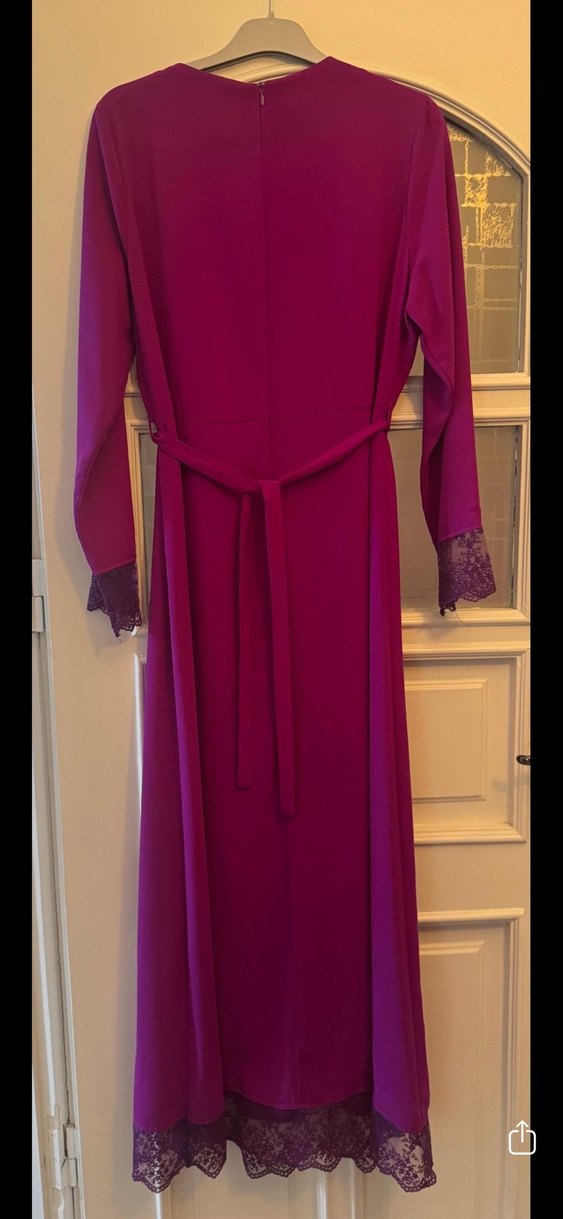 Kadın Fuşya Uzun Kollu Uzun Elbise - Görsel 2