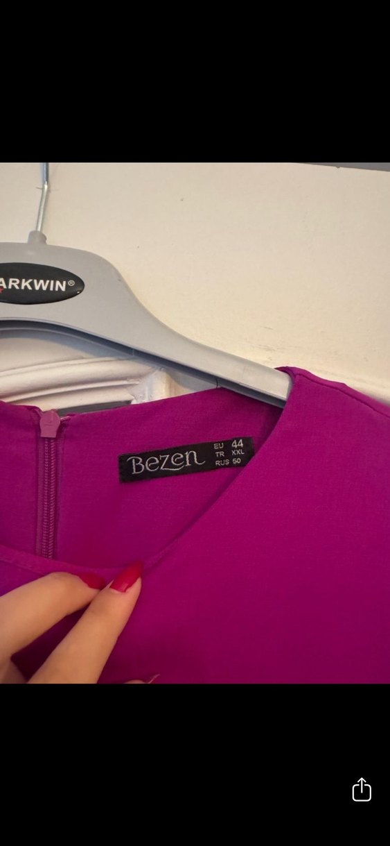 Kadın Fuşya Uzun Kollu Uzun Elbise - Görsel 4