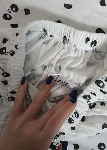 Gri Desenli Kadın Mini Askılı Pijama Takımı - Görsel 2