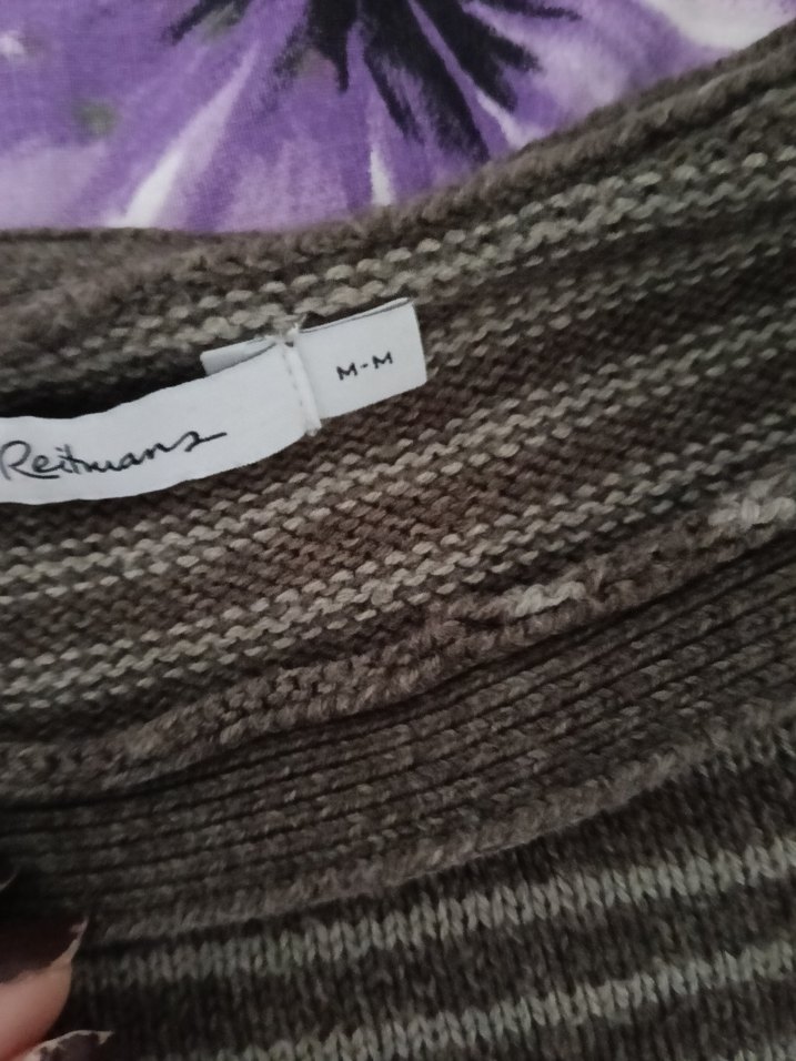 Gri Çizgili Örgü Kadın Kazak - Görsel 3