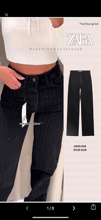 Zara viral parlak taşlı jean siyah yeni