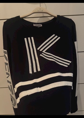 Lacivert Kenzo taşlı parlak Baskılı Kadın triko muadil