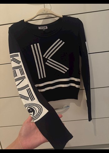 m Beden Lacivert Kenzo taşlı parlak Baskılı Kadın triko muadil