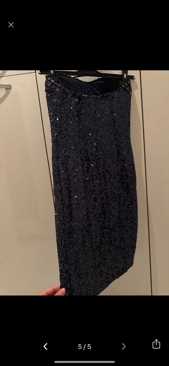 Payet parlak işlemeli lacivert mini elbise - Görsel 5