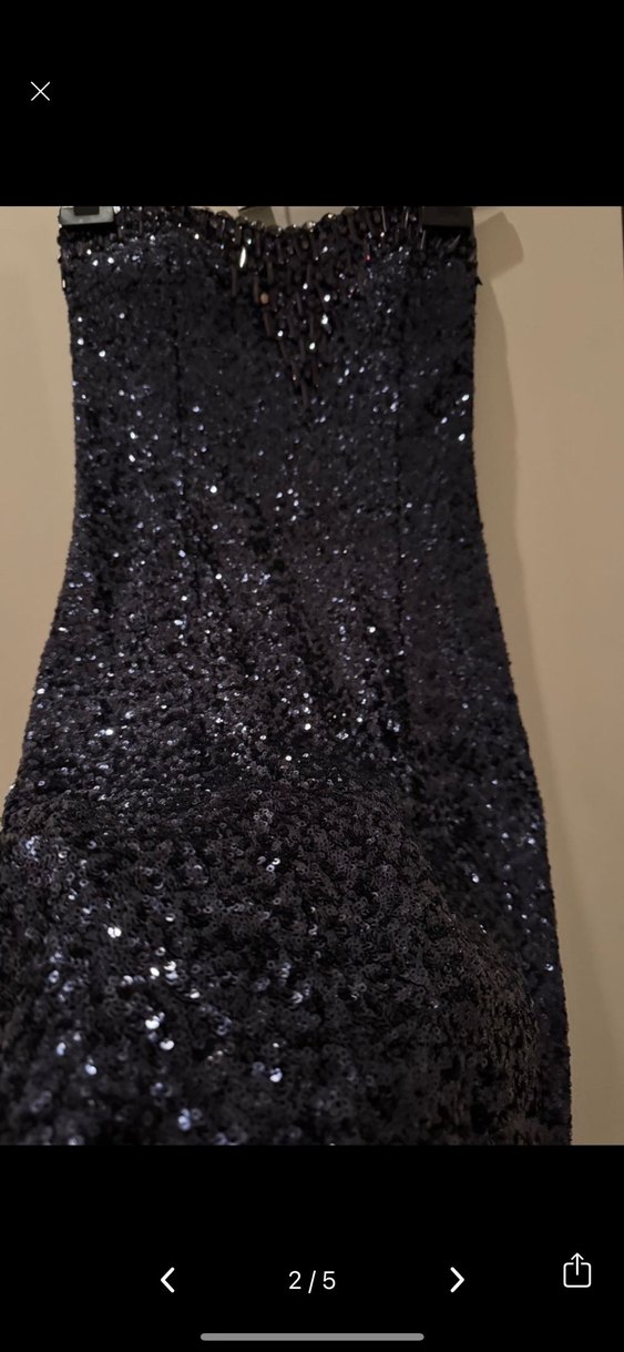 Payet parlak işlemeli lacivert mini elbise - Görsel 2