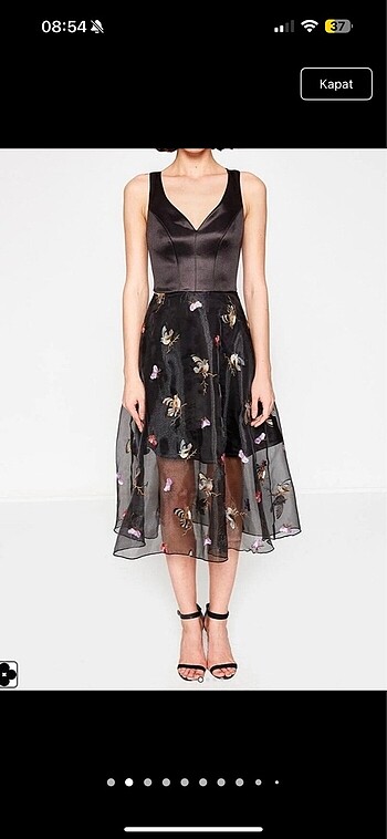 Siyah abiye balo düğün yeni elbise işlemeli - Görsel 2