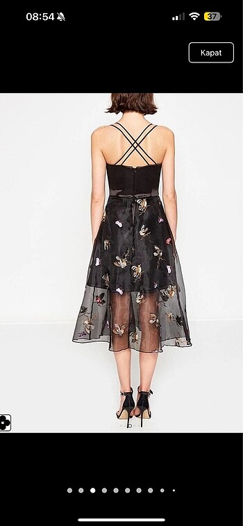 Siyah abiye balo düğün yeni elbise işlemeli - Görsel 3